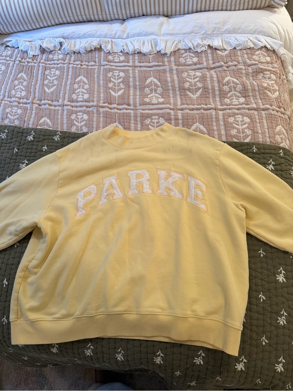 Parke Yellow Crewneck Sweatshirt with White Lettering